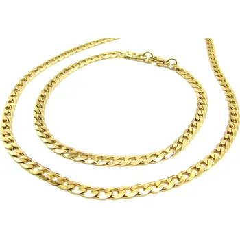 Souprava šperků Steel Jewelry Souprava Řetízek Náramek GOLD z Chirurgické oceli SET250173 dárkové balení zdarma