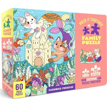 Chronicle Books Rodinné puzzle Purrmaid Paradise 60 dílků