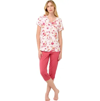 Dámské pyžamo Dámské pyžamo Vamp s kapri kalhotami 22064 rose taupe velikost XL