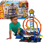Hot Wheels City Maxi garáž se smyčkami, autem a vrtulníkem