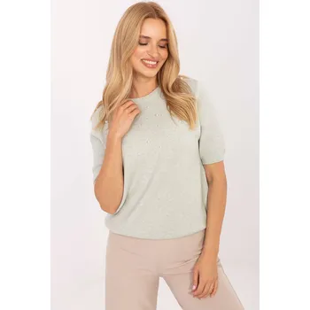 Dámský svetr Svetr pearls Mint Barva: Zelená, Velikost: S/M