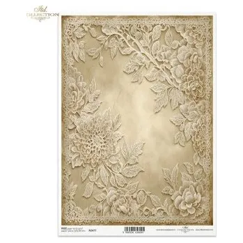 Umělecký papír Rýžový papír A4- R2477 Krajkový vzor