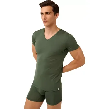 Pánské tričko Pánské tričko Vamp Micromodal s výstřihem do V 22852 green ivy velikost XL