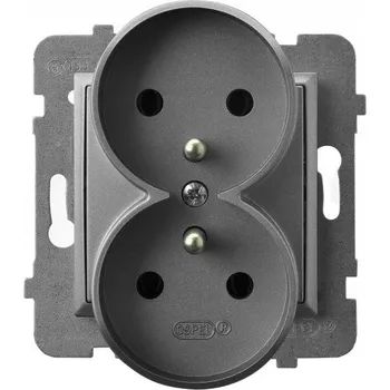 Elektrická zásuvka Dvojitá zásuvka s uzemněním šedá matná Ospel Aria GP-2URZ/m/70