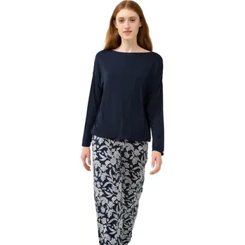 Dámské pyžamo Dámské pyžamo z mikromodalu s květinovými kalhotami Vamp 23062 blue blazer velikost XL