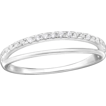 Prsten Stříbrný dvojitý prsten se Zirkony Velikost: 8/57-58 Ag 925/1000