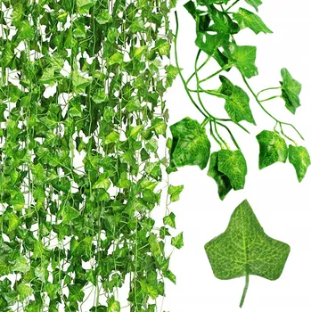 umělá květina Umělý břečťan na balkon, stěnu, girlanda, umělé listy x 12 kusů 25 m