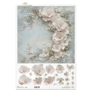 Umělecký papír Rýžový papír A3- R1449L Vánoční květy