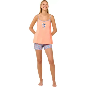 Dámské pyžamo Dvoudílné dámské pyžamo Vamp na ramínka 22207 salmon velikost S