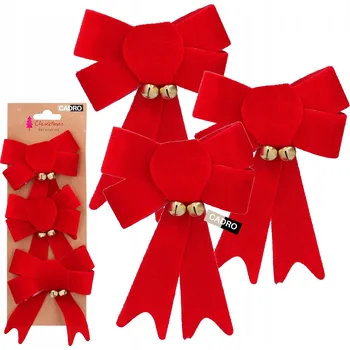 Vánoční dekorace Červené mašle na vánoční stromeček dekorace dárkové dekorativní mašle 3 ks 13 cm