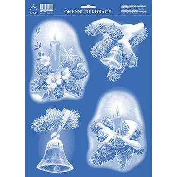 Vánoční dekorace Vánoční adhezní nálepky na okna 25x35cm - Zvonky