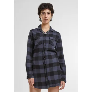 Urban Classics Dlouhá kostkovaná dámská košile s dlouhými rukávy Barva: černá - šedá, Velikost: XS