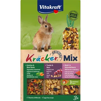 Krmivo pro hlodavce 3x3 Vitakraft krekry Trio-Mix pro zakrslé králíky
