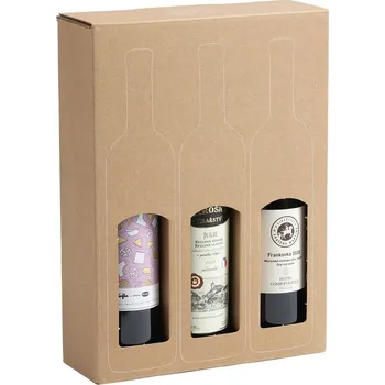 Dárková taška Krabice na víno na 3 láhve, 267×89×360 mm, kraft