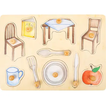 Dřevěná hračka small foot Dřevěné puzzle Každodenní objekty