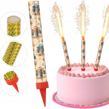 Dortová svíčka SVÍČKA DORTOVÁ FONTÁNA RACA NA NAROZENINY - AUTA MONSTER TRUCK 12 cm