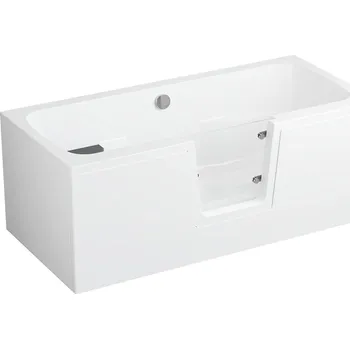 Vana Vana s dvířky Polimat OVI 160x75 PRAVÁ s bílým čelním krycím panelem + vanový sifon automat s přepadem VABPS-ZU 70