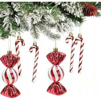 Vánoční dekorace Lízátko Vánoční hůlka na stromeček Candy červená DEKORACE 18ks