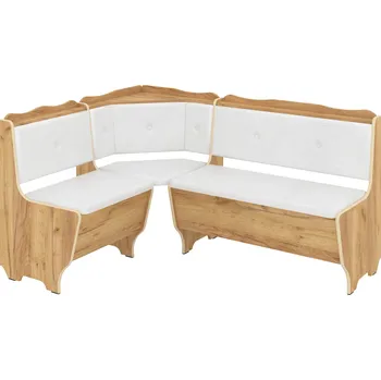 jídelní souprava Rohová lavice FARAON Barva: dub tacho, Materiál: koženka - bílá