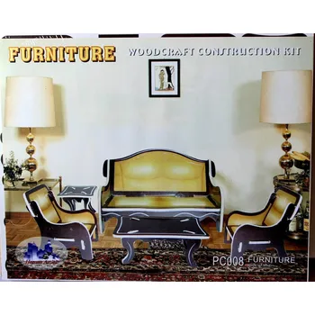 3D puzzle Woodcraft construction kit | Woodcraft Dřevěné 3D puzzle obývací pokoj barevný