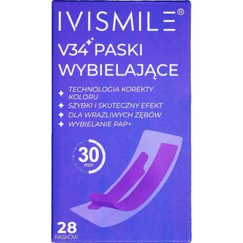 Přípravek na bělení zubů Ivismile Bělící Pásky na Zuby s Kokosem - Fialové - Pro Suché Bělení