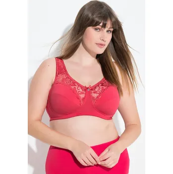 Podprsenka Ulla Popken, Plus size Odlehčující podprsenka, bez kostic, krajka, košíčky C-E pro plnoštíhlé nadměrná velikost, 800619531-1083, červený, 100C, Nadměrné velikosti, Plus size oblečení, Oblečení pro boubelky, Oblečení pro baculky, Oblečení pro plnoštíhlé, O