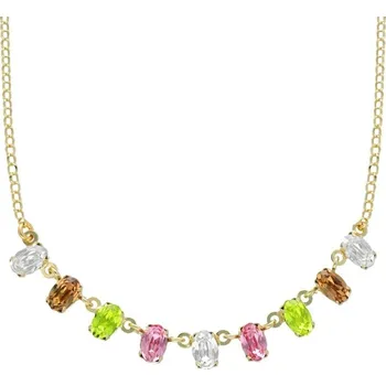 Náhrdelník Victoria Cruz A4506-MDG - stříbrný - zlacený náhrdelník s barevnými kameny