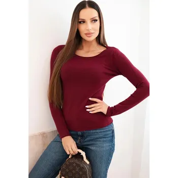 Dámský svetr Dámský viskózový svetr s kulatým výstřihem a přiléhavým střihem bordový UNI