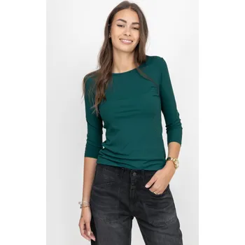 Top Secret žebrované basic triko 7/8 rukáv petrolejové Velikost: 40