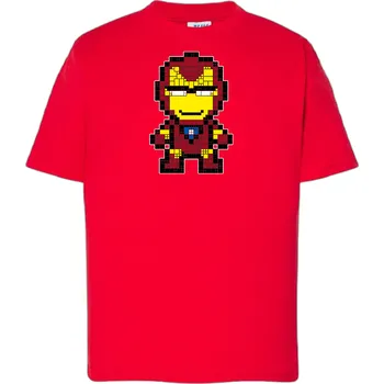Chlapecké tričko detske-levne-bavlnene-tricko-potisk-pixel-Iron-Man Barva: Red - červená, Dětská bavlněná trička JHK: S