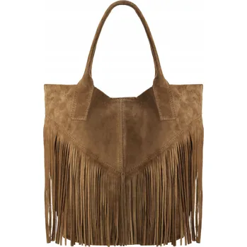 Kabelka Vera Pelle shopper kabelka z pravé semišové kůže béžová