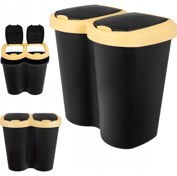 Odpadkový koš ODPADKOVÝ KOŠ 40L DVOJITÝ KONTEJNER PRO TŘÍDĚNÍ ODPADU POPELNICE SE 2 VÍKY