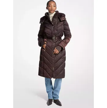 Dámská casual bunda MICHAEL KORS dámský hnědý dlouhý zimní kabát s páskem XS