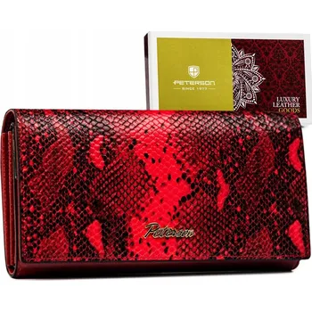 Peněženka Peněženka Peterson kožená červená velká horizontální na patent 5 přihrádek