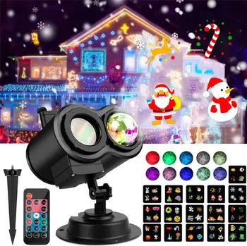 Světelný efekt VÁNOČNÍ PROJEKTOR LASEROVÝ LED PROJEKTOR NA DŮM, NA ZEĎ, S OVLADAČEM IP44