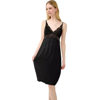 Dámské noční prádlo Dámská mikromodalová noční košile s krajkou Vamp 23126 černá velikost L