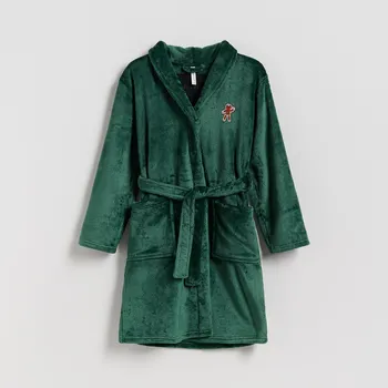 Dětská móda Reserved - Vánoční župan s perníkem - tmavě zelená - 634GX-79X - 634GX-79X-U14