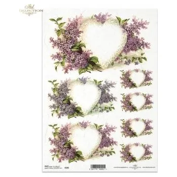 Umělecký papír Rýžový papír A4- R0295 Srdce z šeříku