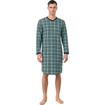 Pánská noční košile Pohodlná pánská noční košile s dlouhým rukávem Vamp 17663 green hunter velikost M