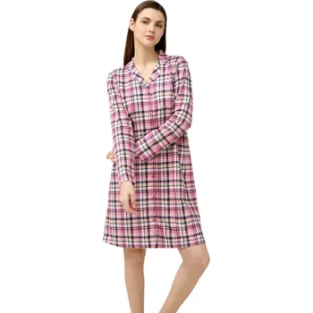 Dámská noční košile Dámská bavlněná noční košile Vamp s knoflíky 23211 pink wood velikost M