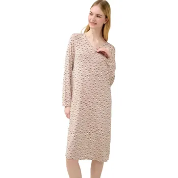 Dámská noční košile Dámská noční košile s květinovým vzorem a výstřihem do V Vamp 23075 beige peach velikost L