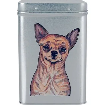 Dóza na potraviny Plechová dóza s obrázkem psa plemene čivava