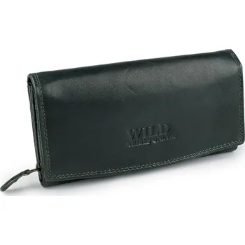 Peněženka Dámská kožená peněženka 10x19 cm zelená tmavá 1 ks