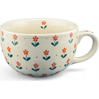 Šálek velký hrnek 450 ml Kytičky červené dek. 217 Ceramika Bolesławiec