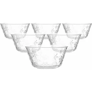 Altom Sada 6 skleněných misek Snowflakes 13 cm, 400 ml, čirá