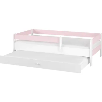 Dětská postel Dětská postel SIMPLE DVOJITÁ BABY BOO 180x80 BÍLÁ HLADKÁ + RŮŽOVÁ
