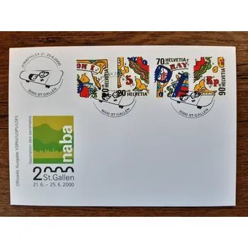 Sběratelství ŠVÝCARSKO FDC 1722/5, filatelistická výstava NABA 2000, r. 2000