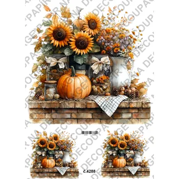 Umělecký papír Rýžový a soft papír na decoupage - Podzimní dekorace - KB04288 Materiál: Soft, Rozměr: A4