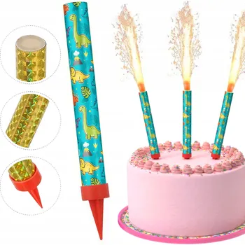 Dortová svíčka SVÍČKA DORTOVÁ FONTÁNA RACA K NAROZENINÁM - DINO DINOSAUŘI 12 cm