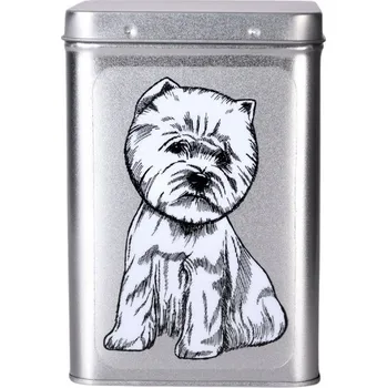 Dóza na potraviny Plechová dóza s obrázkem psa plemene westík